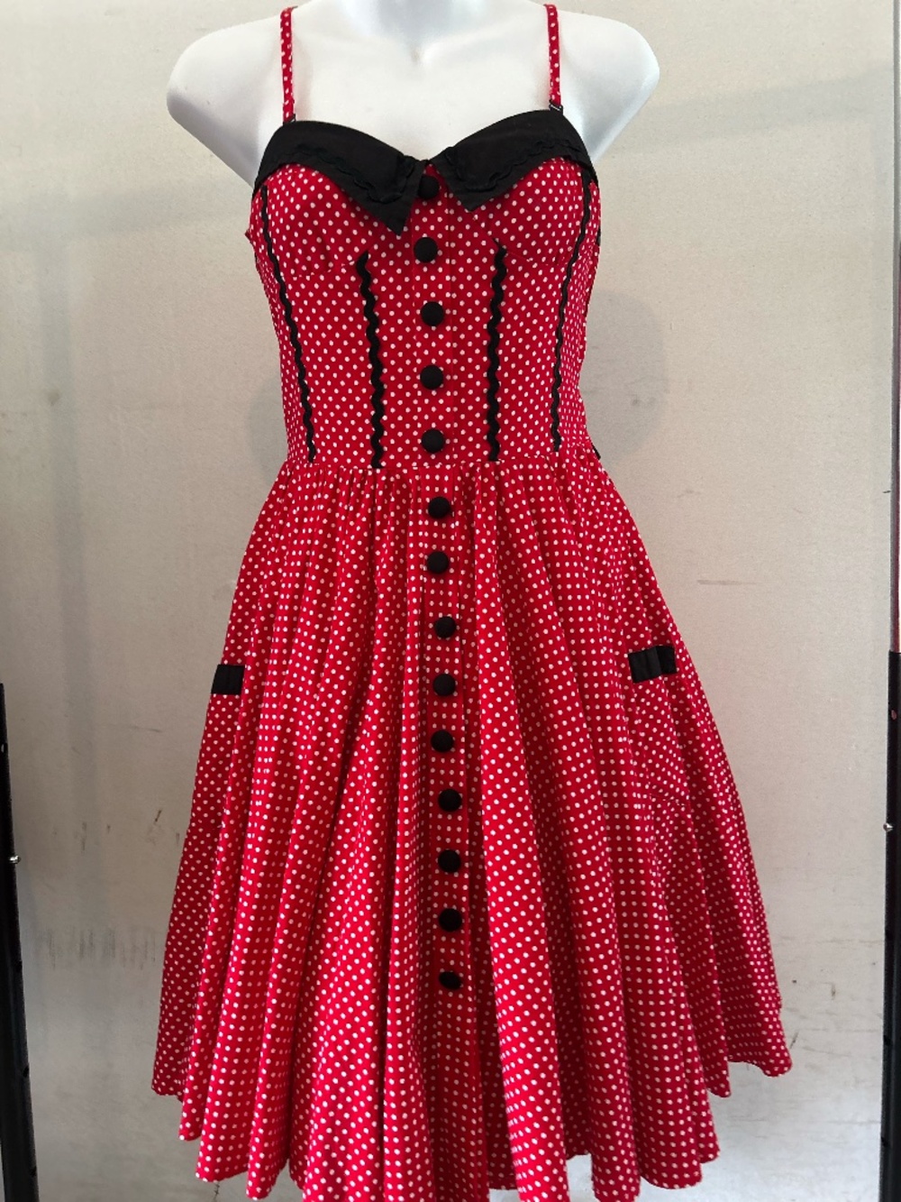 Hell Bunny Vixen Red Polka Dot Swing Dress S